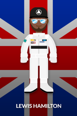 Illustration of Lewis Hamilton with the background of a GB flag