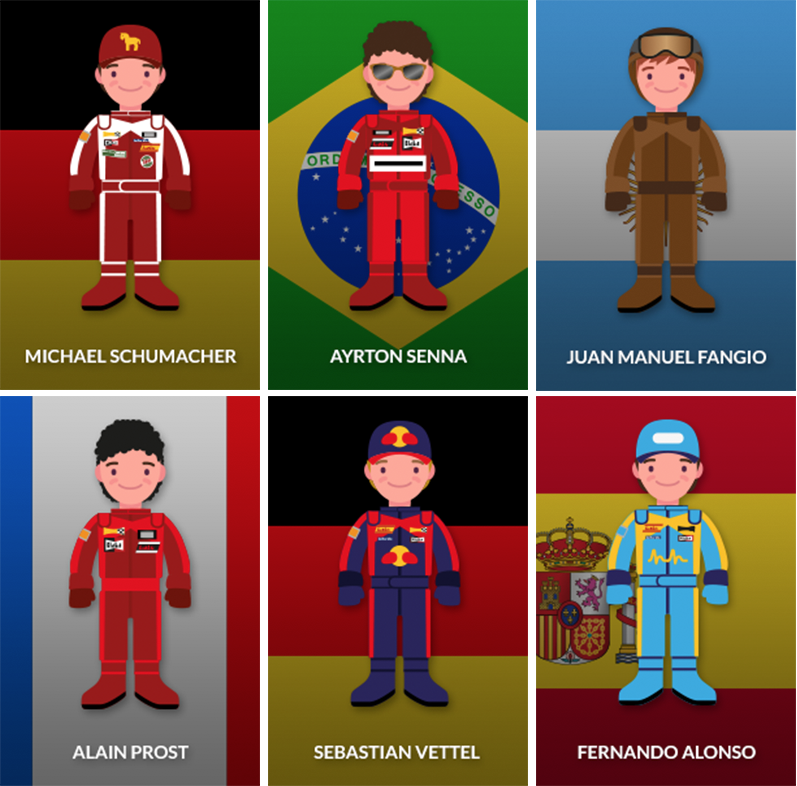 Illustrations of F1 drivers
